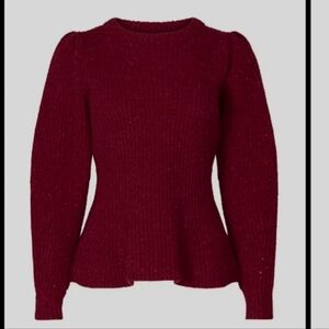 La Vie Rebecca Taylor Red Ribbed Peplum Sweater